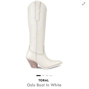 Toral Iconic Oslo Boot in Hielo, White Genuine Leather Cowboy Boots Size 37